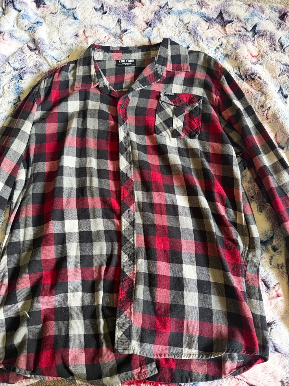 Zoo York Red, Black, and White Plaid Button-Down Shirt